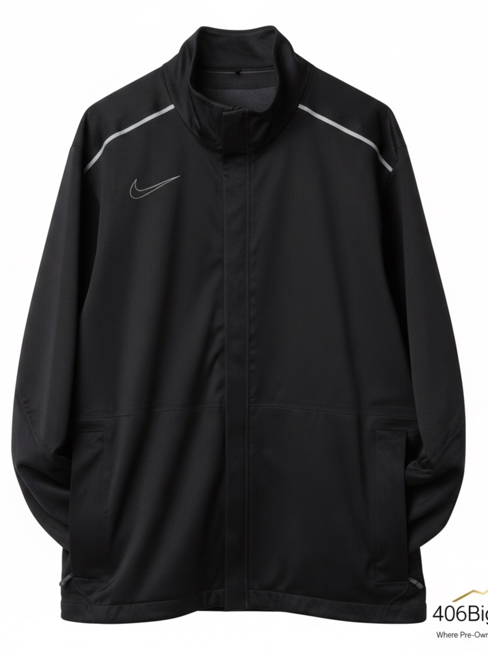Nike Men’s Black Windbreaker Jacket with Reflective Accents
